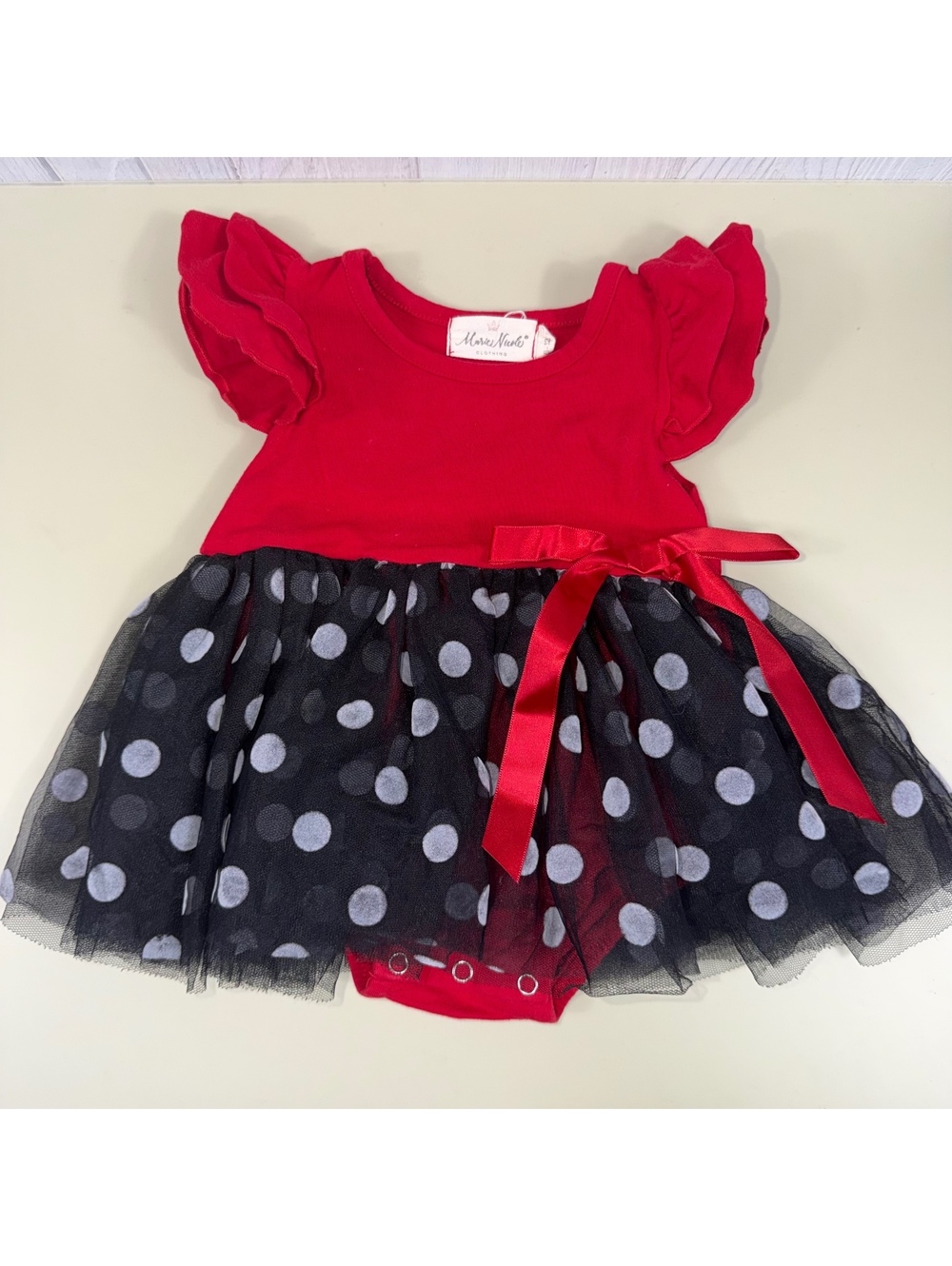 Marie Nicole Baby Girls Polka Dot Tutu Romper 6-12M